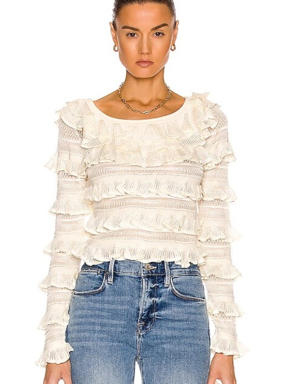 Zimmermann crew neck ruffle sweater